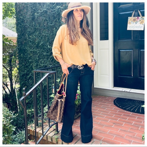 01 Wide retro leg side pocket dark denim jeans - Picture 7 of 8